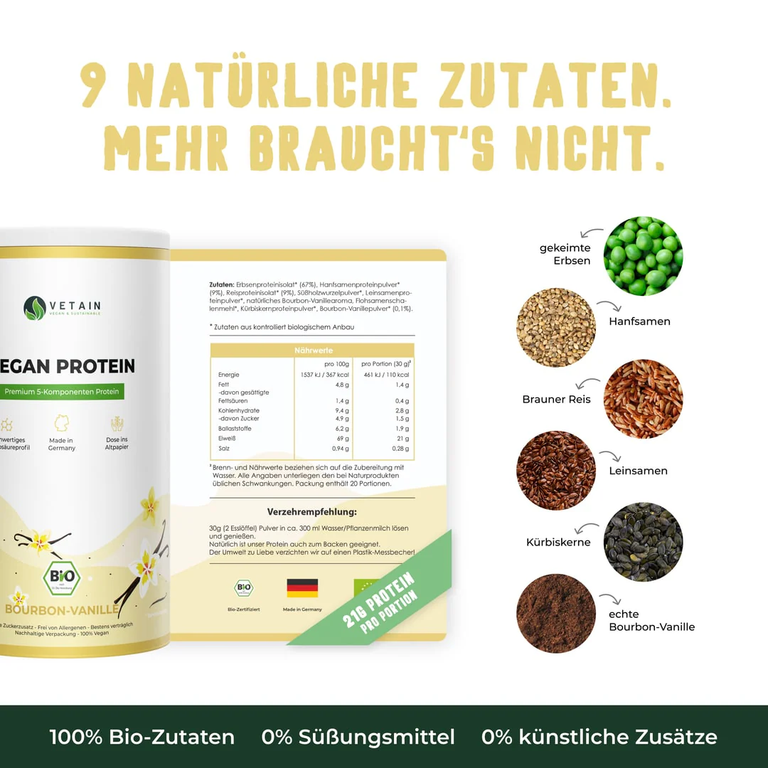 Vegan Protein Vanille Zutaten